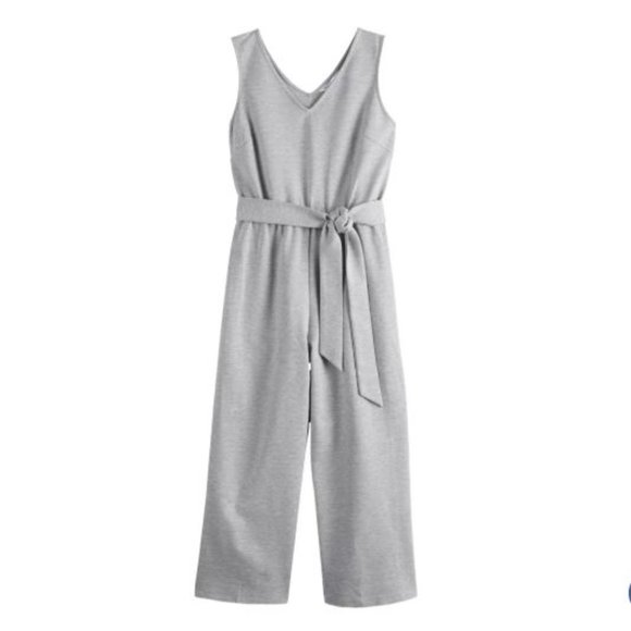 NWT Popsugar Gray Tie Front Knit Jumpsuit Size XS - Picture 4 of 4